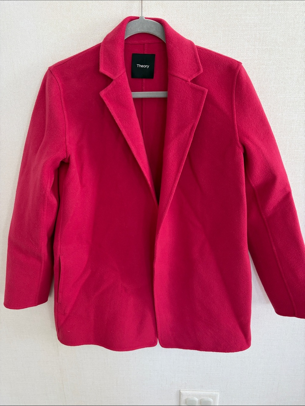 Theory Women's Bright Pink Open-Front Wool Blazer
